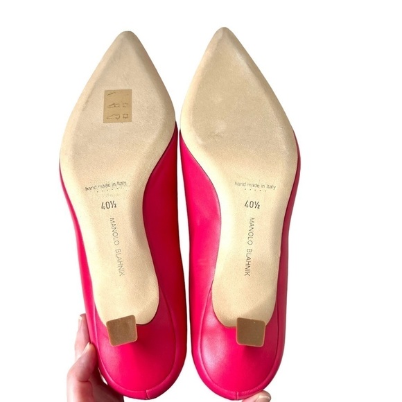 Manolo Blahnik Barbie Pink Maysale Leather Pump 50mm size 40.5 - Picture 7 of 9